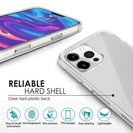 Hybrid Clear Case For iPhone 12 Pro Max (6.7 inch), Hard PC Back with Shockproof Soft TPU Bumper Protective Crystal Cover, by Insten {4}