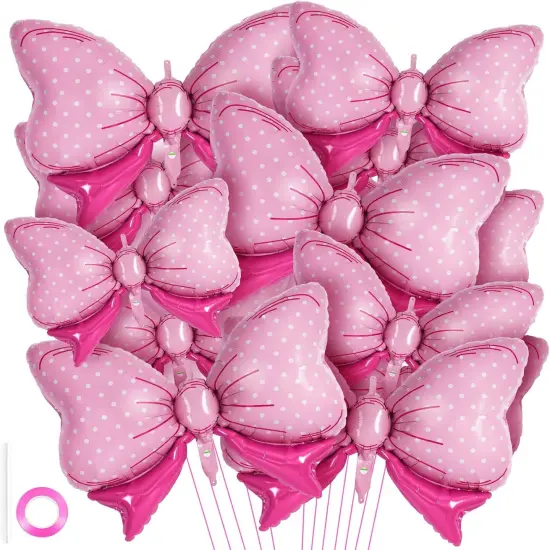 12 Pcs Pink Bow Balloons for Girls {1}