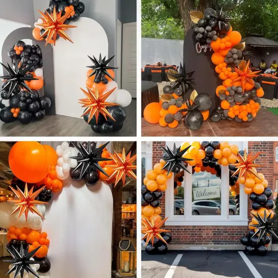 Star Shaped Balloons, Aluminum Foil Balloon(Orange Black) {6}