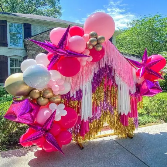 50 Pcs Hot Pink Foil Cone Star Balloons(26 Inch Hot Pink) {2}