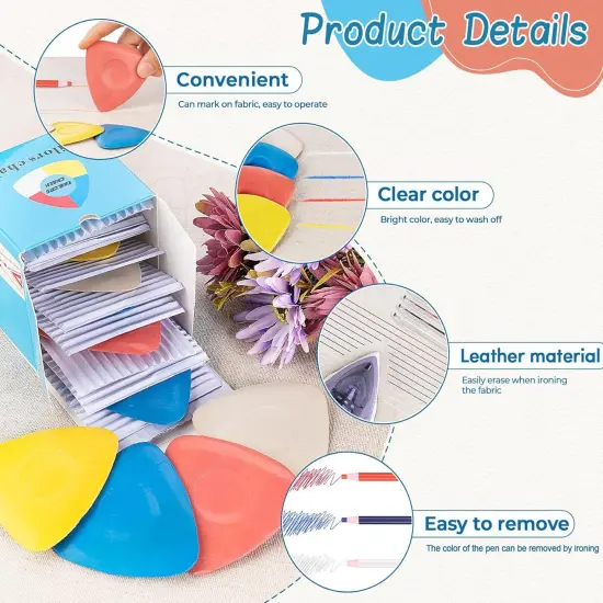 49Pcs Tailor&rsquo;s Chalk Kit &ndash; 10 Chalks, Markers, Erasable Pens, Clips & Gauge Ruler {3}