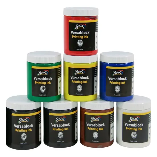 Sax Versablock Waterbased Block Printing Ink, 8 Ounces, Assorted Colors, Set of 8 {3}