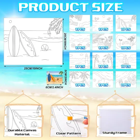 12 Pcs Pre Drawn Canvas for Painting for Adults 8 x 8 Inch Canvas Painting Kits Stretched with Drawing 8 x 8 inches {2}