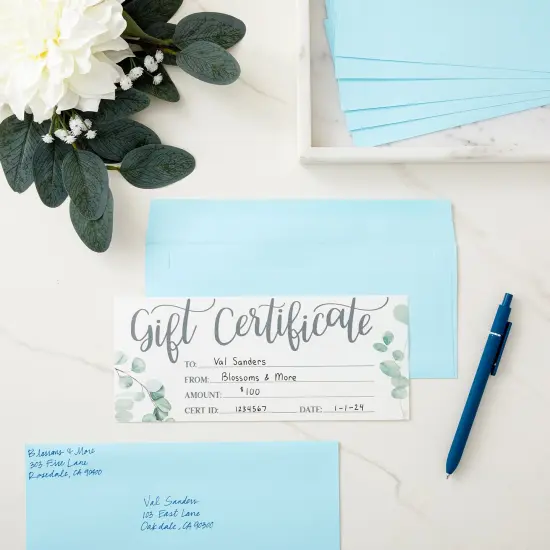 100 Pack #10 Light Blue Envelopes with Square Flap for Mailing Letters, Invitations (4 1/8 x 9 1/2 In) {4}