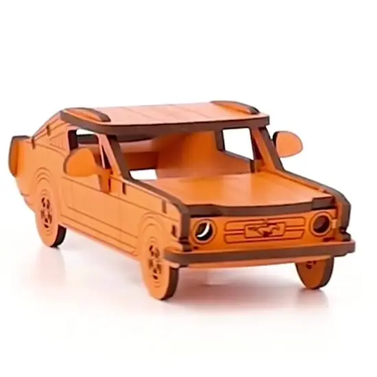 Little & Wood: Woodlet: Medium - Muscle Car - Orange, 3D Wooden Kit-Set, Vehicle Puzzle, Easy Assembly, Pop Build Fun, Sustainably Sourced, Ages 6+ {5}