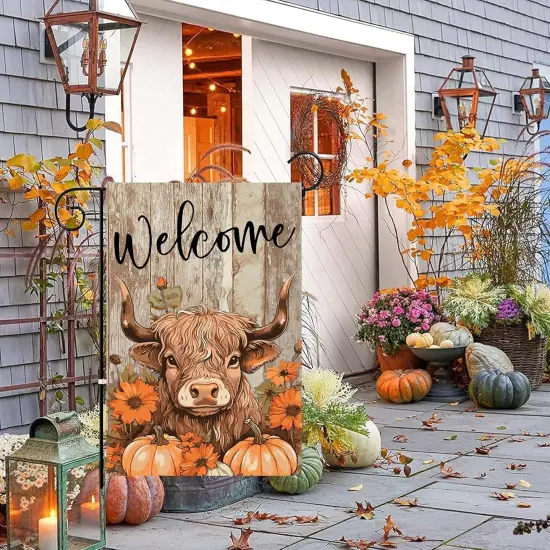 Fall Highland Cow Garden Flags 12x18inch(Fall Cow) {5}