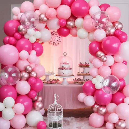 12 Inch Hot Pink White Balloons (	Hot Pink White) {5}