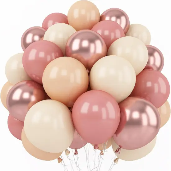 60 Packs 12 Inch Dusty Pink Metallic Chrome Rose Gold White9(Retro Pink) {1}