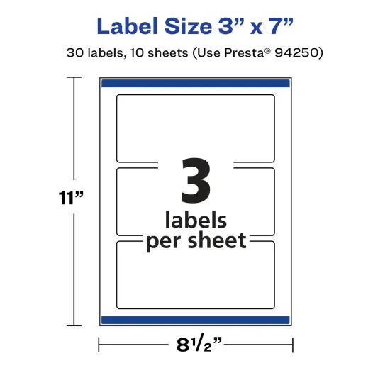 Avery Glossy White Rectangle Labels with Sure Feed, 3" x 7" {5}