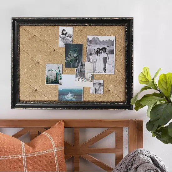 Large Linen Bulletin Cork Board - 21"&times;27" (Black Frame) {4}