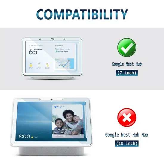 2 Pack Google Nest Hub Tempered Glass Screen Protector with 9H Hardness, 7" Clear {4}