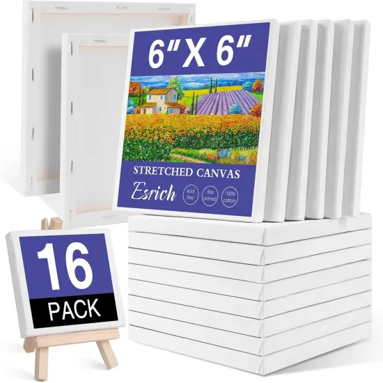 16 Pack Small Stretched Canvas (6x6 Inch) {1}
