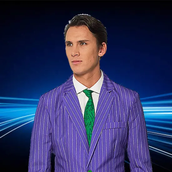 Men's Joker Suit Costume Purple Jacket Pants Slim Fit Halloween {5}