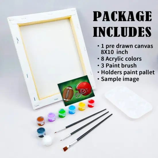 Pre Drawn Canvas Painting Kit - 8x10 (Rugby Football) {5}