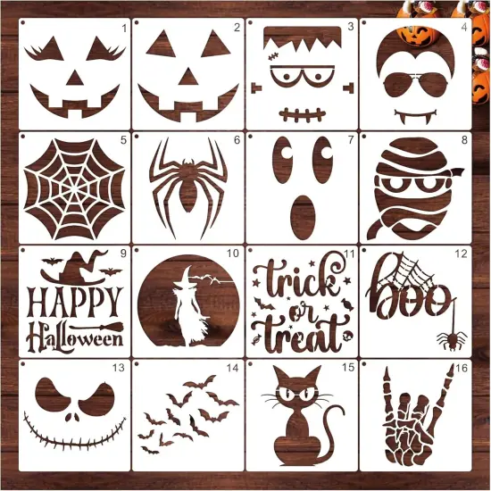 Halloween Stencils for Painting on Wood Crafts(16 Halloween Face) {6}