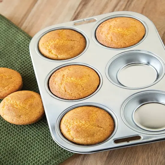 Fox Run 4867 Muffin Cupcake Bakeware Pan Stainless Steel 6 Cup {4}