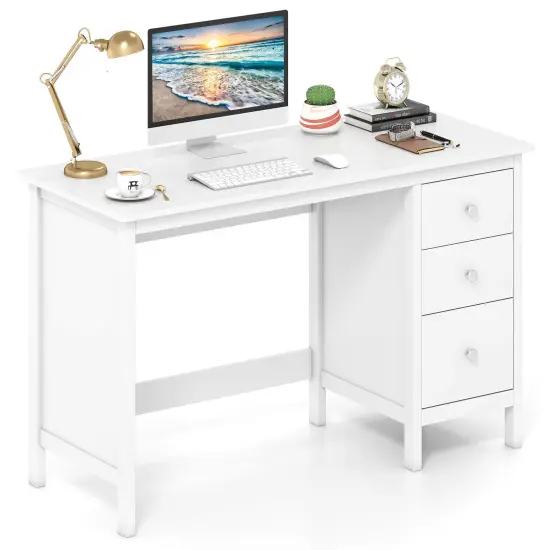 Computer Desk Study Writing Desk Home Office Workstation with 3 Drawers White/Black/Brown {9}
