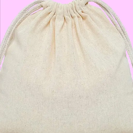 Durable 4" x 6" Cotton Muslin Drawstring Pouch {3}