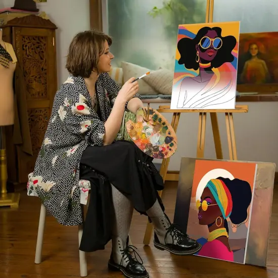 2 Pack Pre Drawn Canvas Painting Kit - 8" x 10" (Fashionable Women) {5}