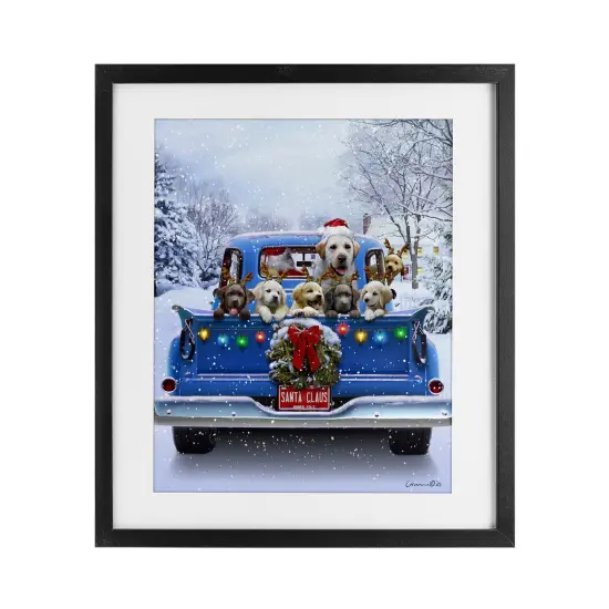 Stupell Industries Christmas Tailgate Dog Truck Framed Print Under Glass, design by Chris Consani {1}