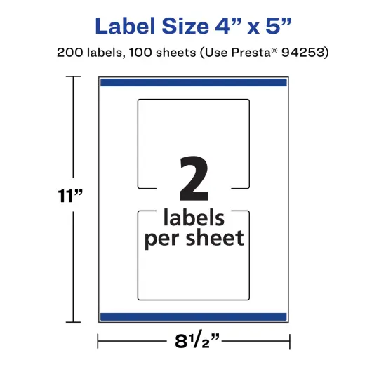 Avery Durable Waterproof Rectangle Labels with Sure Feed, 4" x 5" {5}