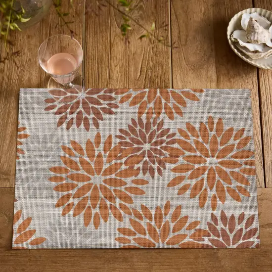Floral Vinyl Placemats Set of 4(Orange) {6}