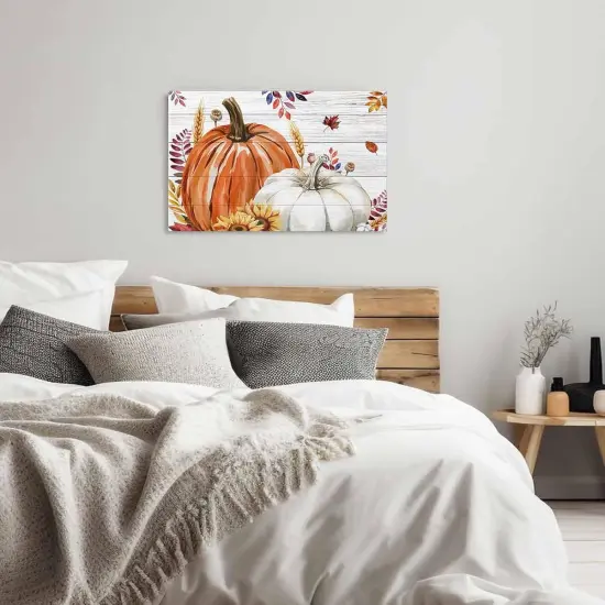 Orange Pumpkin Wood Gain Paint by Numbers Kit - 12" x 16" (with Wooden Frame) {3}