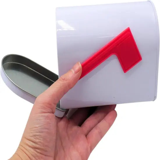 4E's Novelty Mini Valentine Mailbox &ndash; 5x3" Tin Mailbox for Kids, Cards, Candy & Classroom Favors &ndash; Cute DIY Craft Mailbox with Swinging Flag for Pretend Play, Notes, Gifts & Valentine&rsquo;s Day Exchange {1}