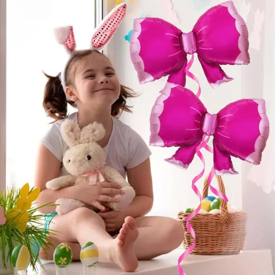 36 Inches Bow Foil Balloon Huge Bowtie Pink (Hot Pink) {3}