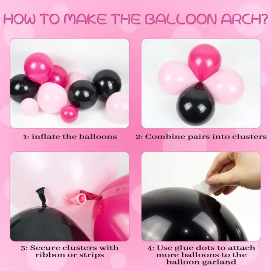 123pcs Pink and Black Balloon (Pink, Black) {2}