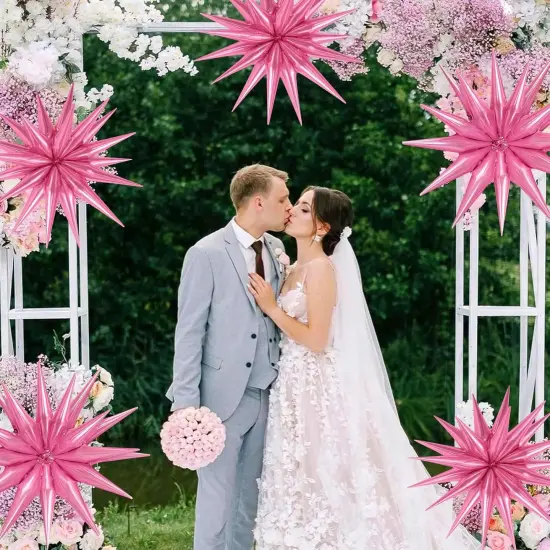 Huge Pink Explosion Star Aluminum Foil Spike Balloons for Birthday(Pink) {6}