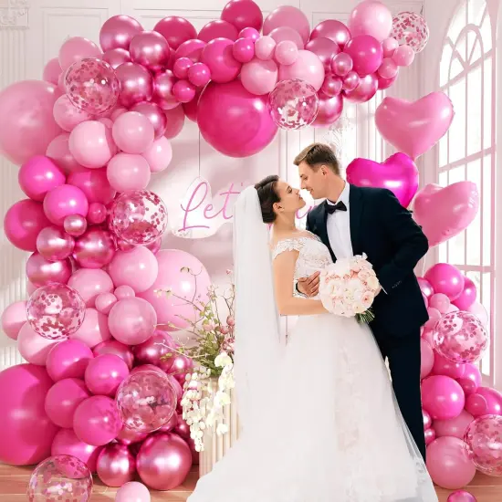150Pcs Baby Pink and Metallic Magenta Balloon (Hot Pink) {6}