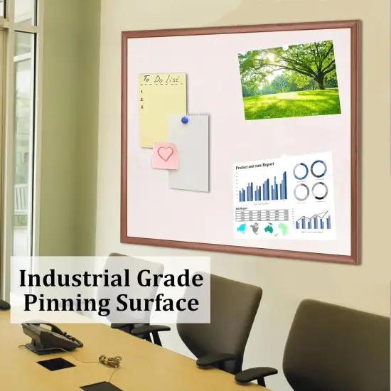 Large Walnut Linen Bulletin Cork Board - 24'' x 36' {5}