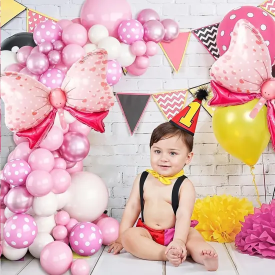 Pink Balloon Garland Arch Kit (Pink White Rose Red) {3}