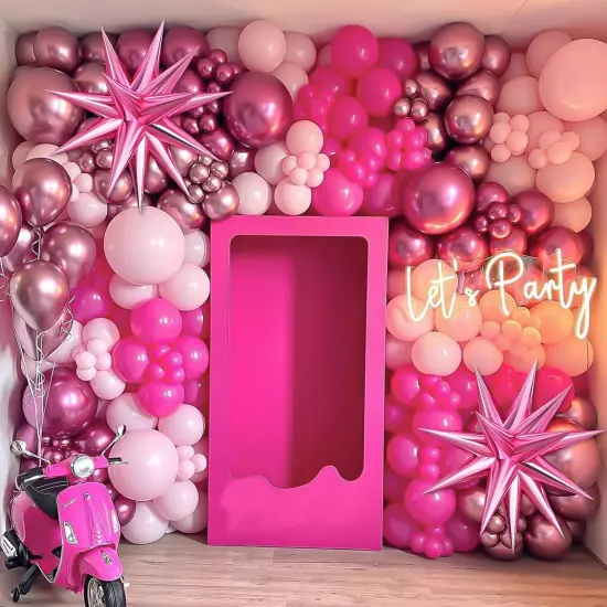 Pink Balloon Garland Arch Kit with Star Foil Balloons (Pink) {4}
