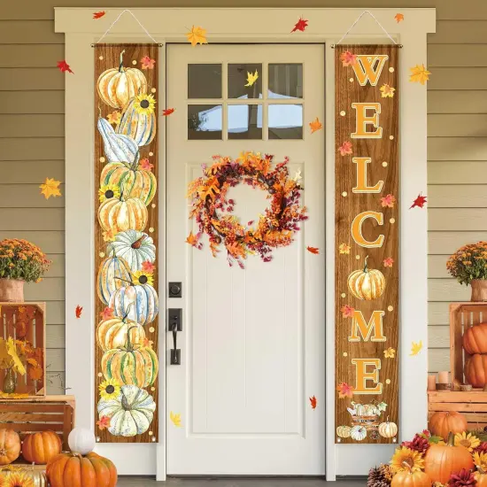 3D Outdoor Welcome Sign for Front Porch Standing 45"X9(Wood White-Wood Sign) {1}