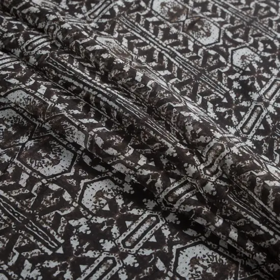 1 Yard Black Coffee Tribal Printed Silk Chiffon 51" Wide Sheer Fabric for Maxi Dresses & Waterfall Tops {3}