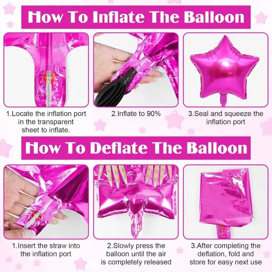 8Inch Hot Pink Silver Laser Helium Balloon( Pink Silver Laser) {6}