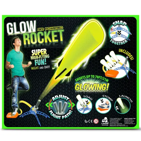 Lanard: Glow Air Powered Rocket - Super High-Flying Toy, 3 Foam Rockets, Launch Stomp Pad, Soars Up To 70', Adjustable Flight, Outdoor Play, Kids 6+ {5}
