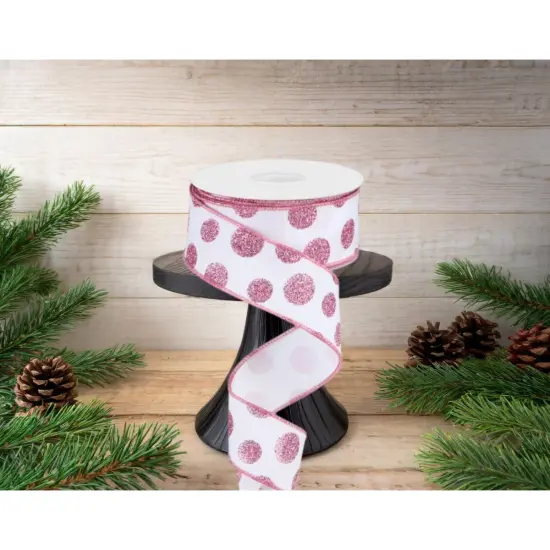 1.5" Glitter Polka Dot Ribbon: White (10 Yards) {2}