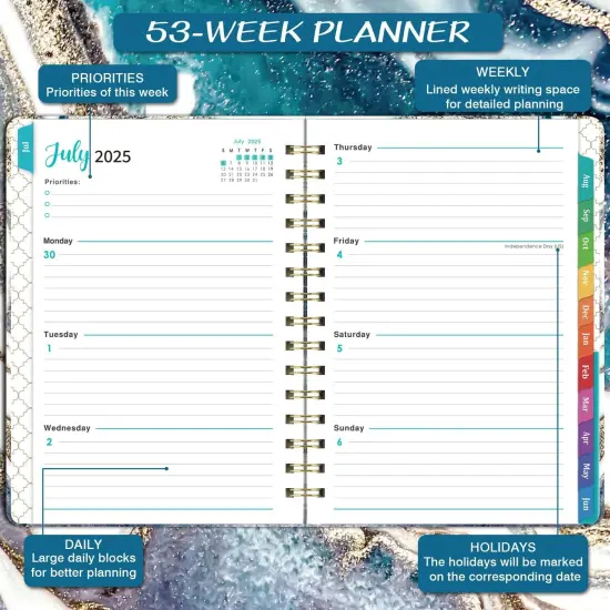 Planner 2025-2026 - 2025-2026 Weekly and Monthly Calendar from July 2025 to June 2026, Academic Planner 2025-2026 with Inner Pocket, Colorful Tabs, 6.4'' x 8.5'' {3}