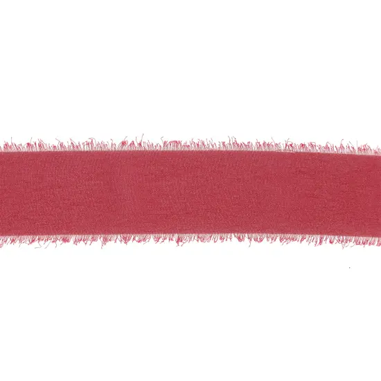 LaRibbons 1 1/2" Frayed Edge Chiffon Ribbon | 10 Yard Roll Burgundy {4}