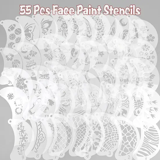 55 Pcs Face Paint Stencils(Plastic) {3}