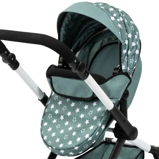 Bayer: Pram Xeo: Stars Green & White - Matching Handbag, Adjustable Handle, Dolls Up to 20", Ages 3+ | Baby Dolls | Dress Up {7}