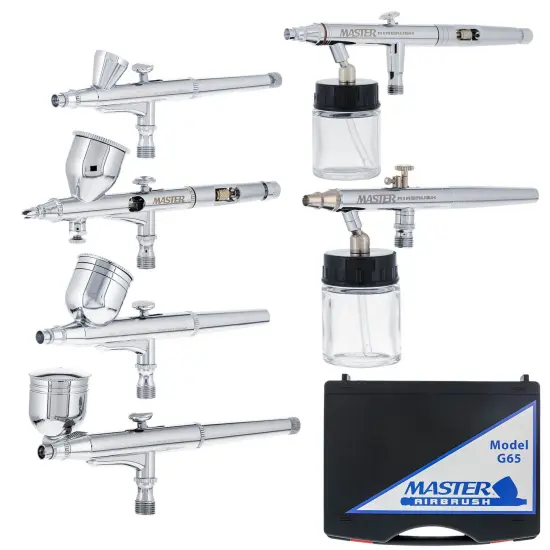 Master G65 Studio Airbrush Set with 6 Different Airbrush Models (3 Gravity Feed, 2 Siphon Feed, 1 Side Feed) {1}