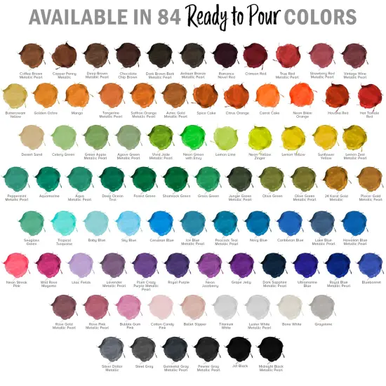 84 Color Metallic Ready to Pour Acrylic Pouring Paint Set, 2oz Bottles, Acrylic Paint Pour Supplies - Silicone Oil & Gloss Medium, Premium Pre-Mixed High Flow 8-Ounce Bottles {4}