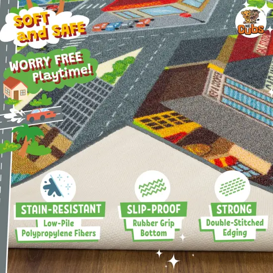 KC Cubs: Educational Rug: City Streets Road Map - 8x10' Playmat - Interactive Toy Car Route, Activity Area Carpet, Bedroom-Classroom, Baby-Toddler-Kid {5}