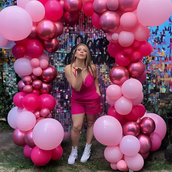 Set 12 Inch Hot Dark Magenta Light Pastel Pink(pink) {3}