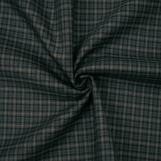 Navy-Beige-Multi Polyester Wool Plaid Check Twill Woven Suiting Fabric By the Yard {3}