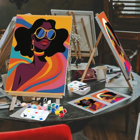 2 Pack Pre Drawn Canvas Painting Kit - 8" x 10" (Fashionable Women) {2}